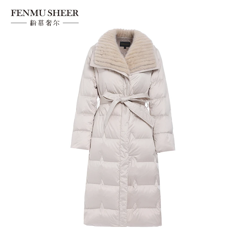 【粉丝专属】粉慕奢尔『浪漫巴黎』白鹅绒水貂毛翻领保暖羽绒服Y7019