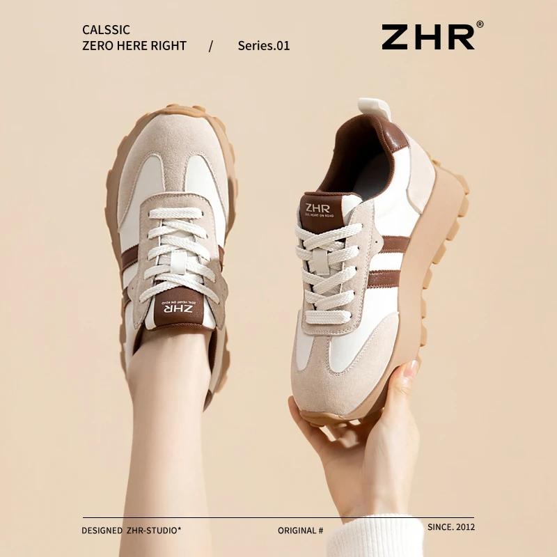 ZHR/则则厚底运动鞋女秋季复古增高轻便休闲鞋时尚百搭潮流阿甘鞋
