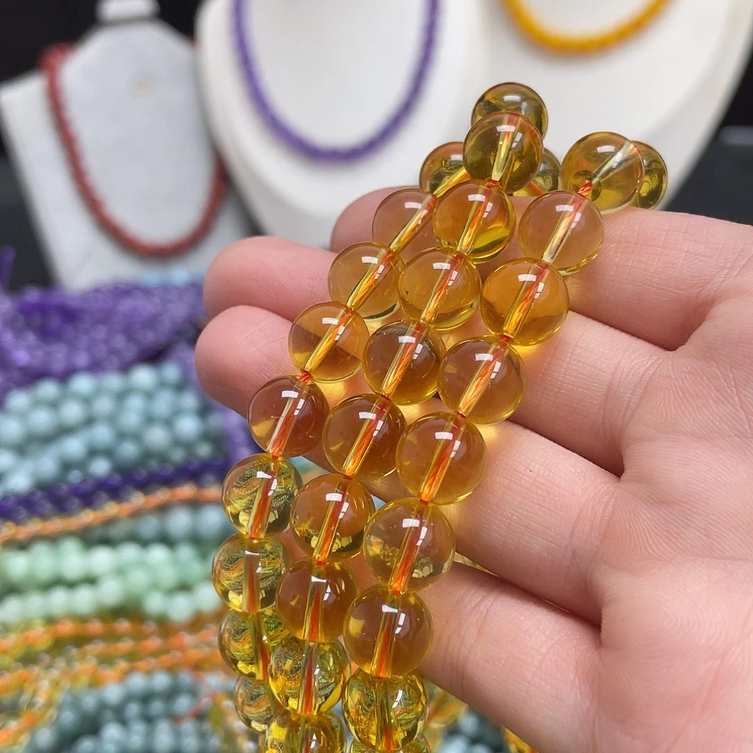 玛瑙/玉髓未镶嵌半成品7a黄水晶10m