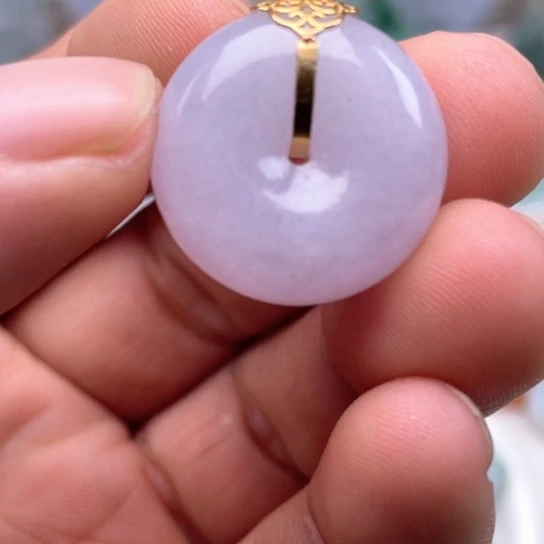 翡翠未镶嵌颈饰翡翠冰紫面包扣