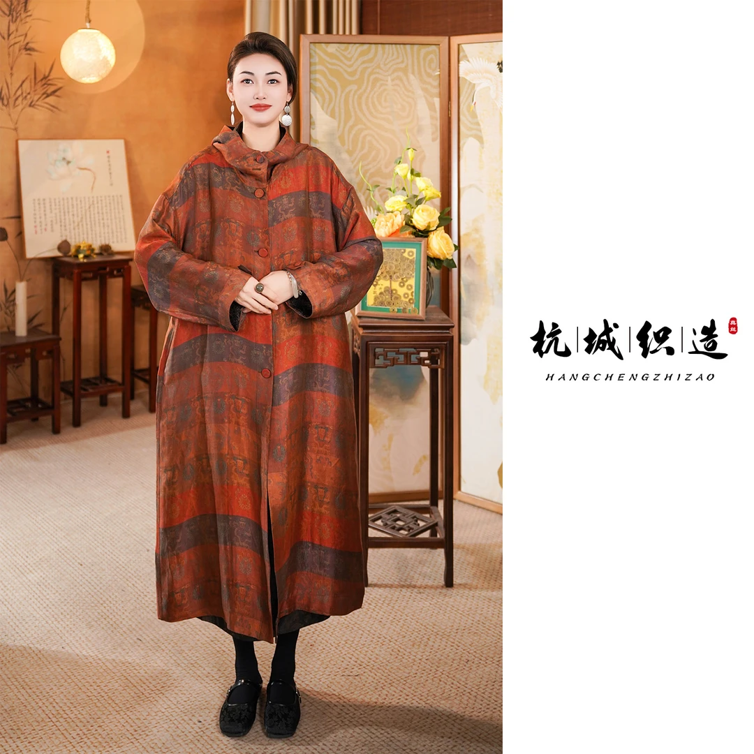 厚料宋锦香云纱风衣-QF241966