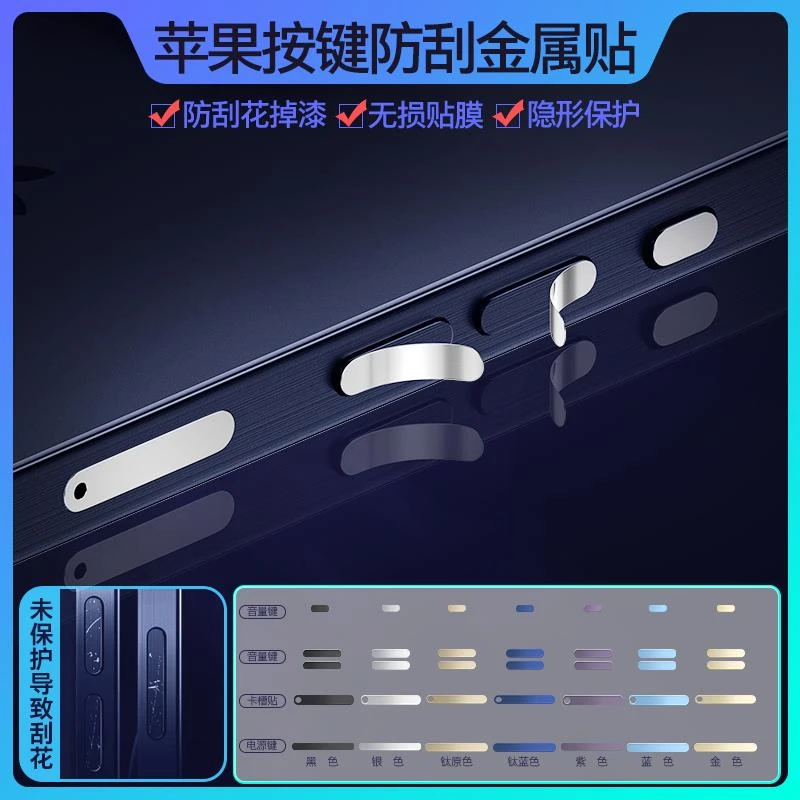 苹果16ProMax手机按键贴iPhone15电源键按键防刮保护贴苹果13Pro
