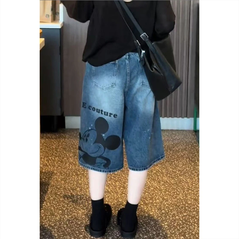 五分牛仔裤女百搭时尚夏季新款简约宽松遮肉直筒阔腿裤显瘦小个子