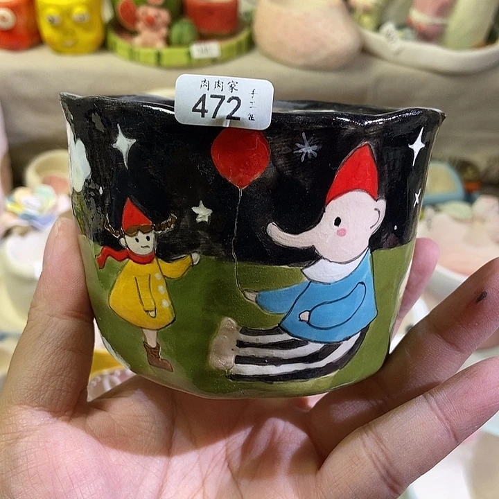 472 纯手工手绘盆，满29包邮