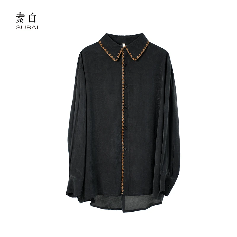 素白马乖【无限】S01707长袖衬衫百搭休闲时尚衬衫上衣