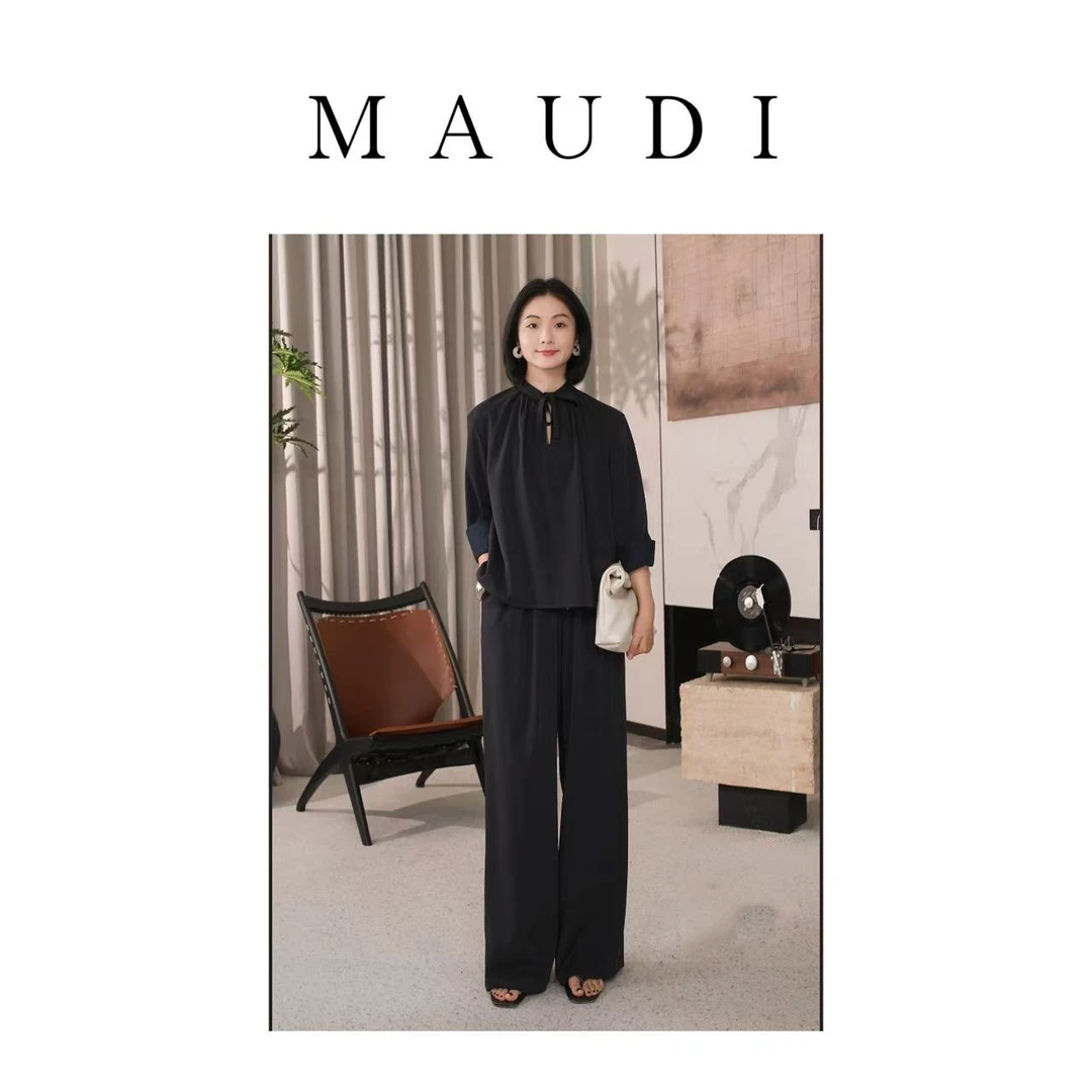 MAUDI慢调巴黎裤子女夏季爆款2025新款宽松显瘦垂感直筒裤女8083