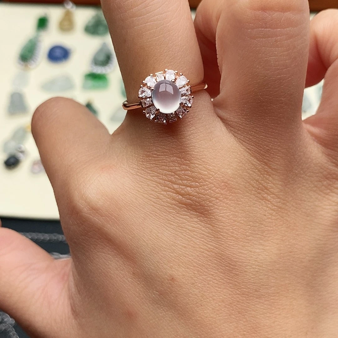 米***z翡翠银S925镶嵌戒指