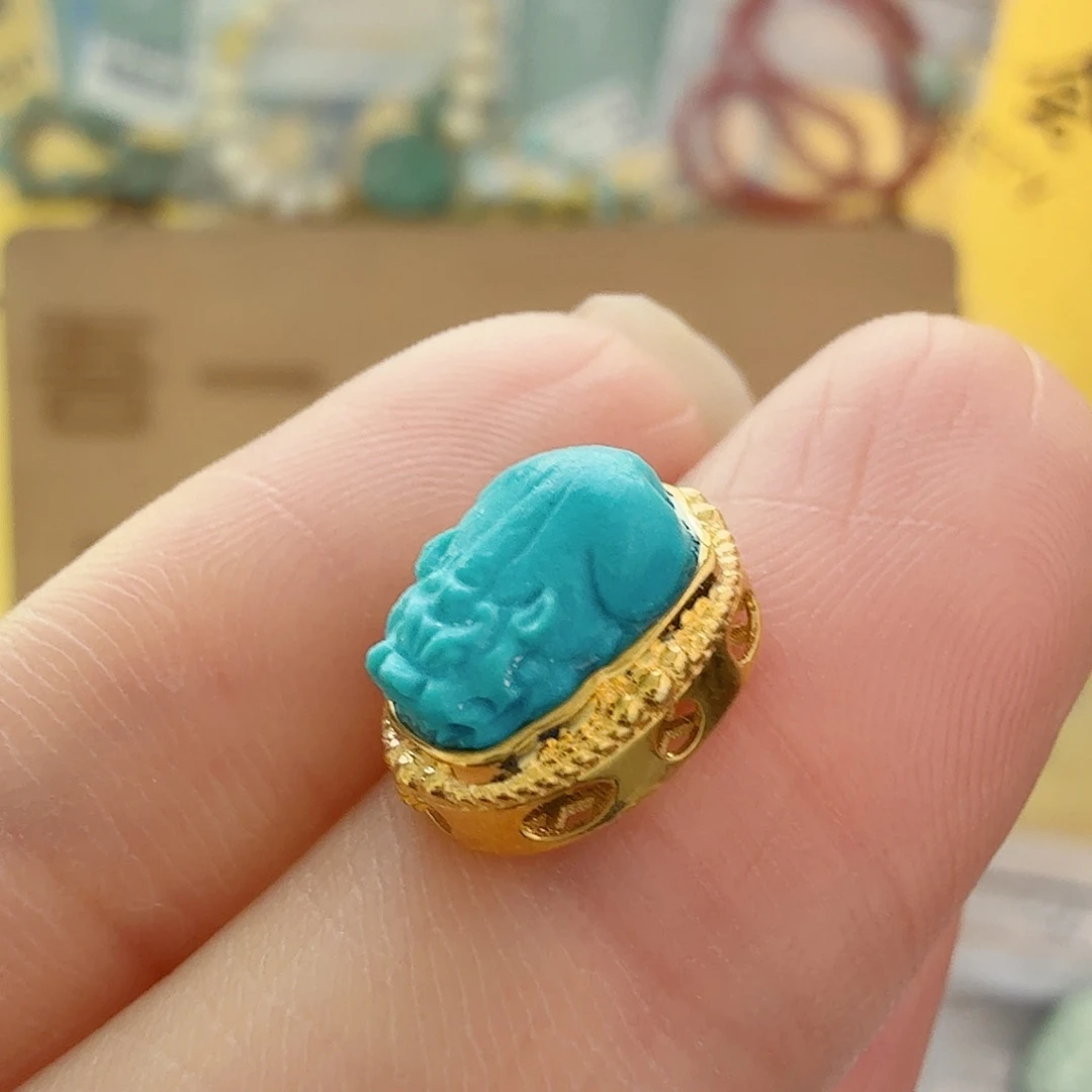 绿松石18K金镶嵌珠宝奇石