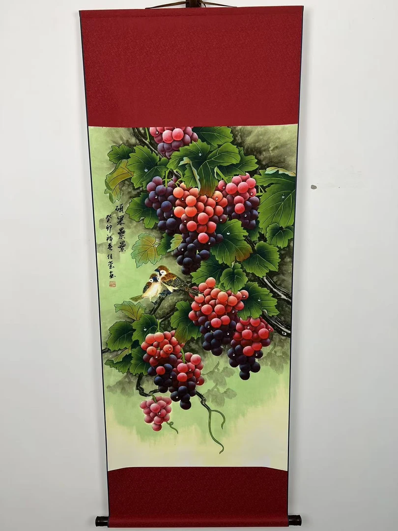 《硕果累累》三尺竖幅卷轴挂画
