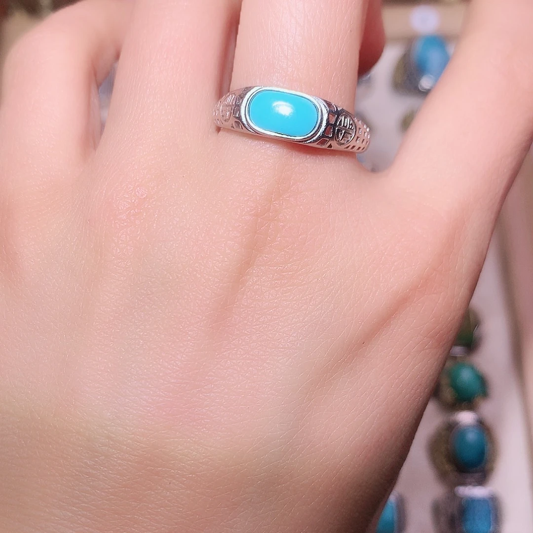 绿松石银S925镶嵌戒指