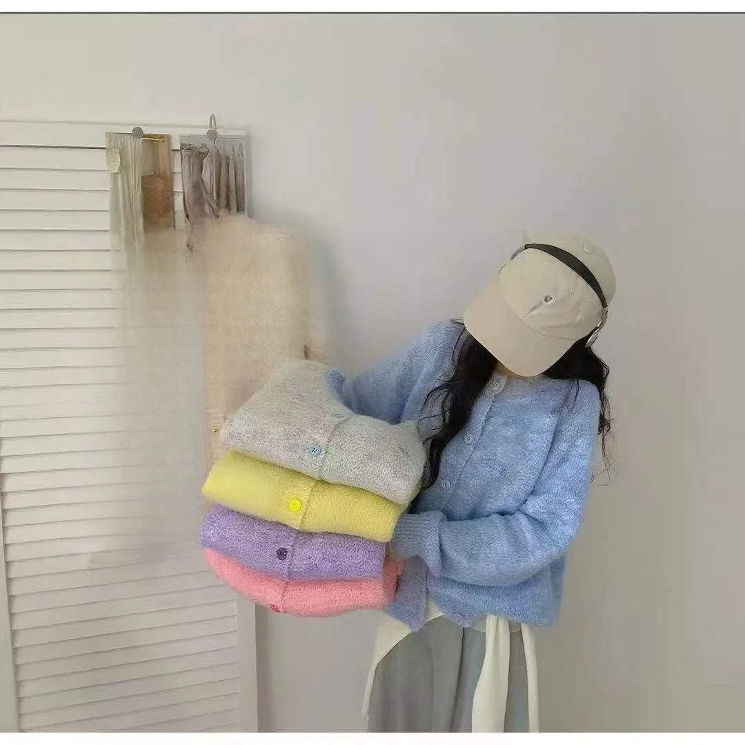 【现货送运费险】羊毛混纺针织宽松型毛针织衫开衫秋冬韩版时尚加厚