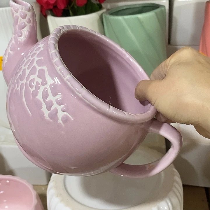 陶盆有孔 瑕疵针孔漏釉介意勿拍外高 11外口12