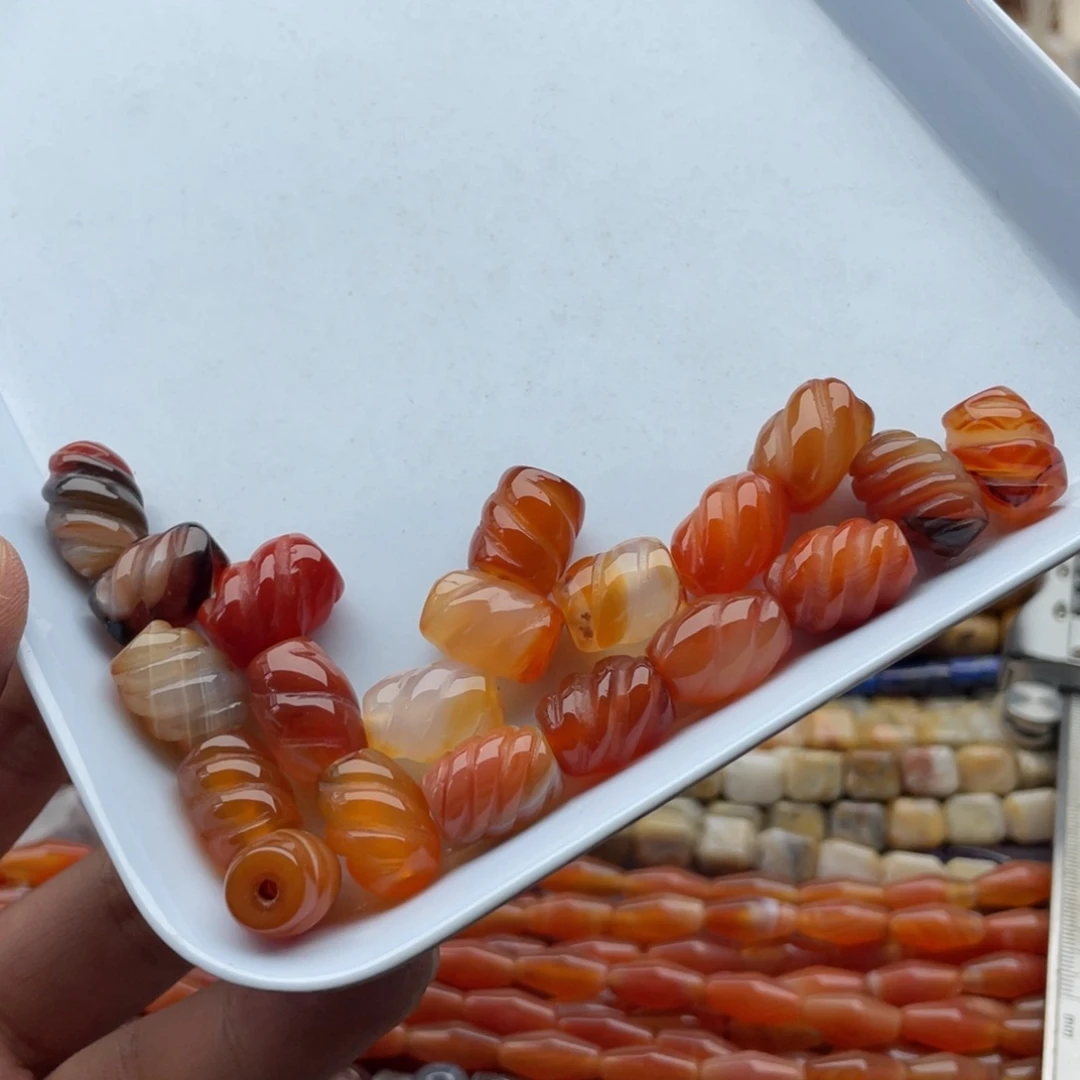 ****羽玛瑙/玉髓合金珠宝半成品打包19个玛瑙转运珠