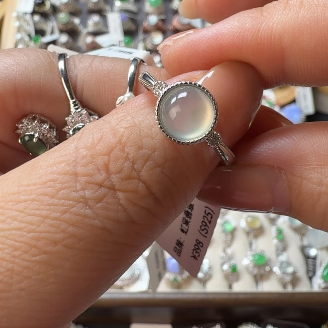 翡翠银S925镶嵌戒指8027
