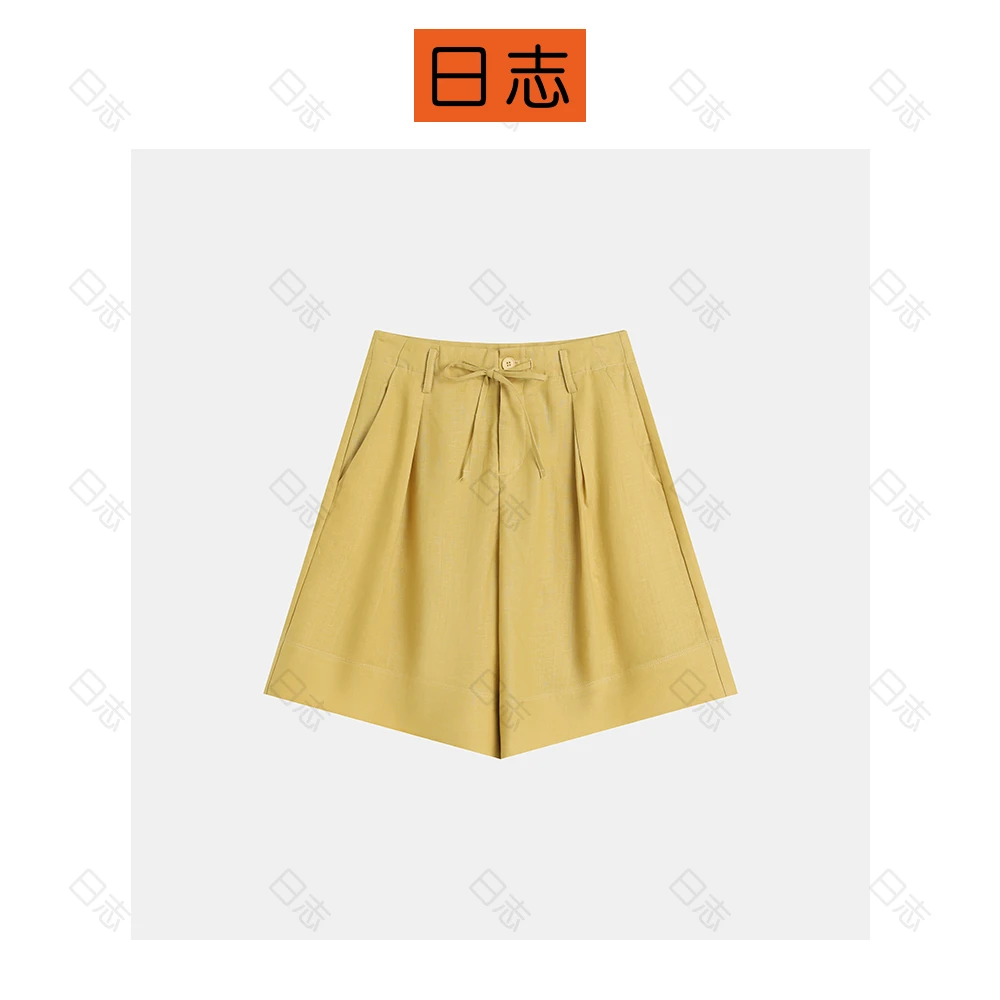 PIPO纯色夏季休闲裤常规舒适通勤阔腿裤透气短裤DD52P543