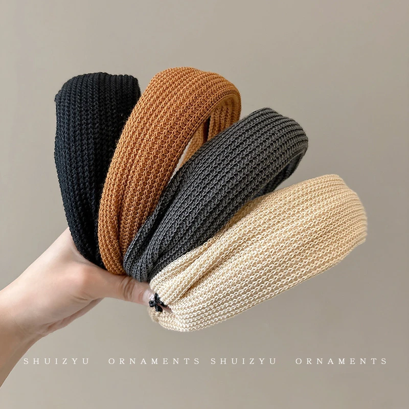 复古针织毛线加宽发箍女2025新款高颅顶压发发捆秋冬头箍发卡头饰