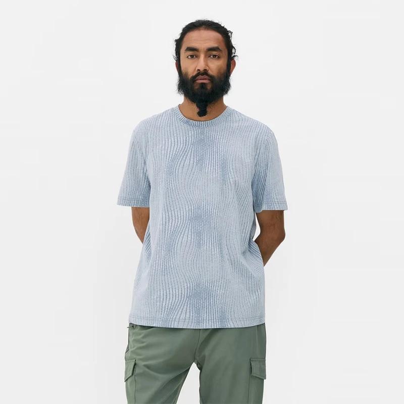 短袖T恤男士夏季青年纯色宽松吸湿排汗透气薄款半袖提花打底衫