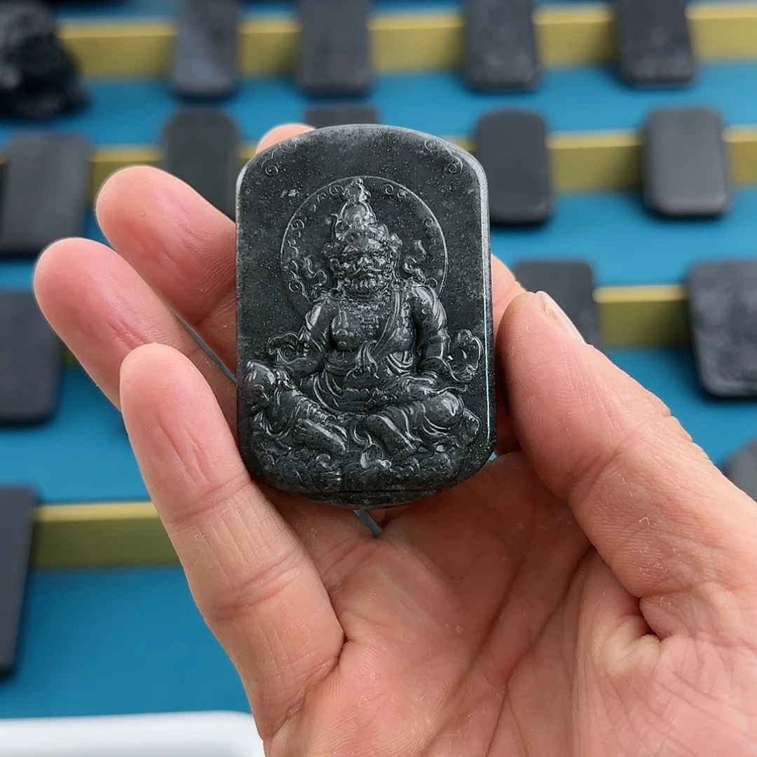 和田玉黄财神挂件未镶嵌冬*