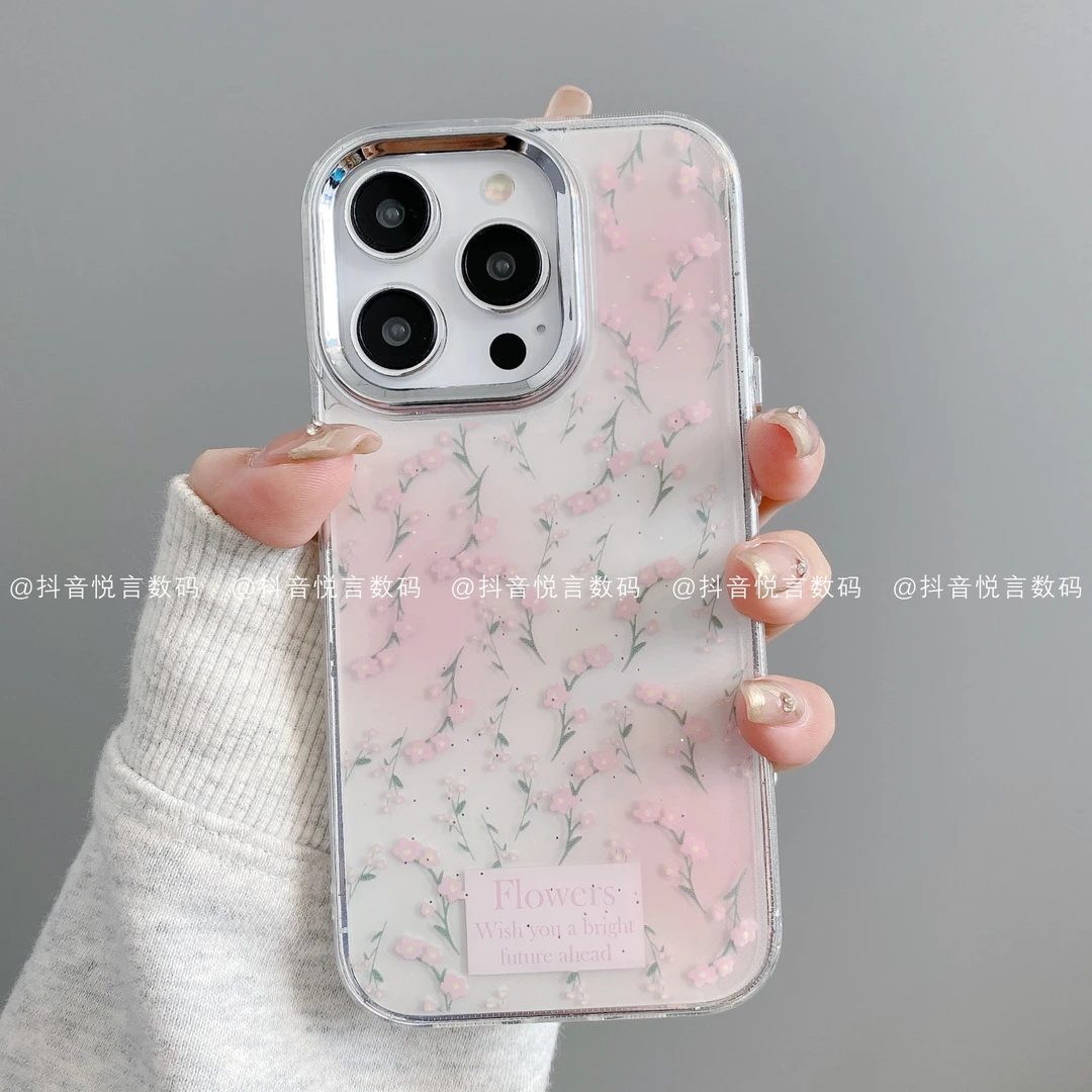 透明滴胶适用iphone16promax苹果15/14/13/12华为小米手机壳海棠