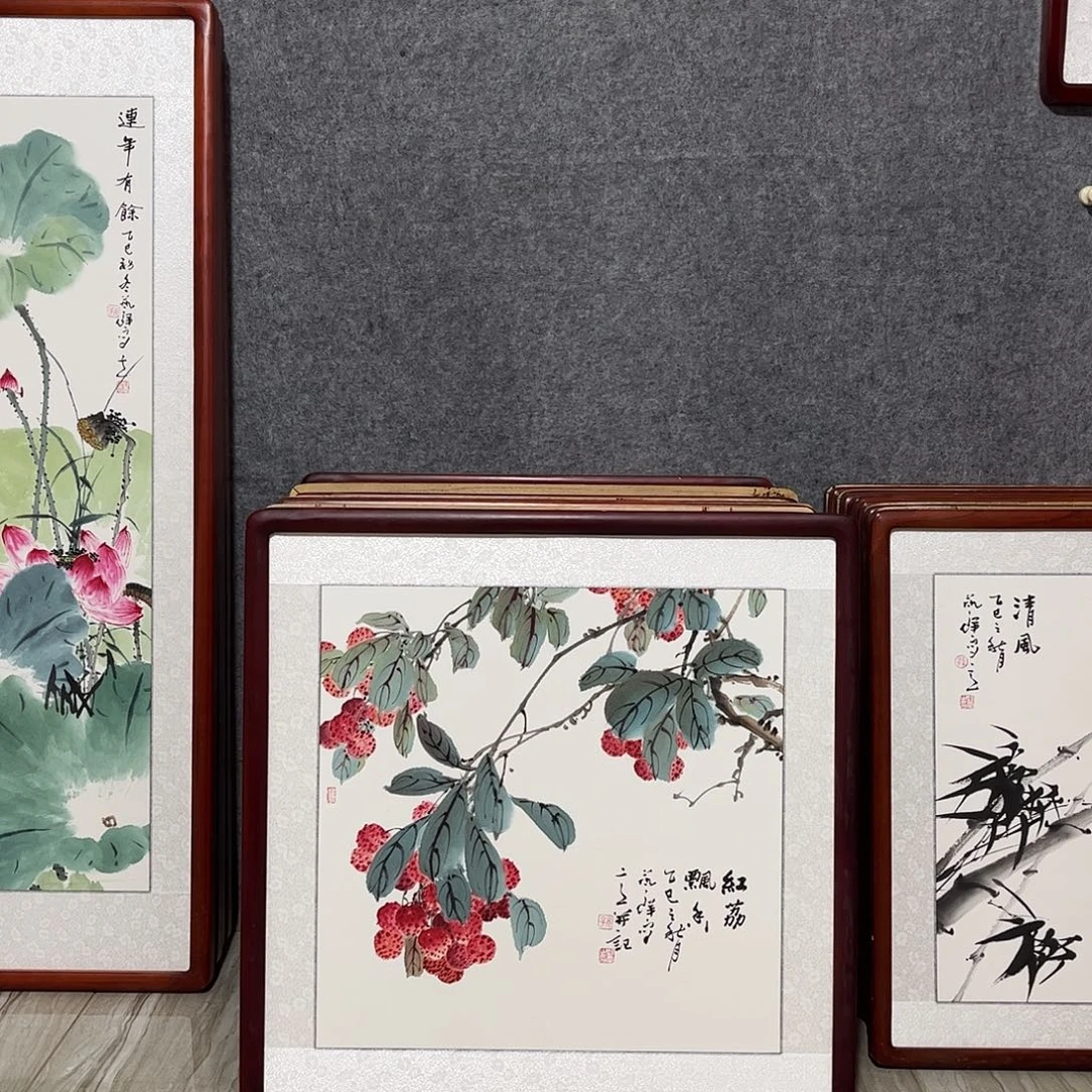 国画书画作品带框63×63
