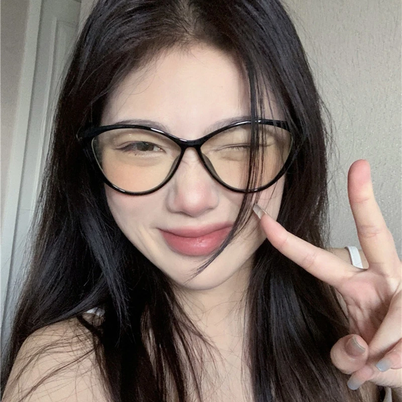 猫眼眼镜欧美辣妹超轻猫形黑框女素颜神器复古防蓝光平光镜Y03