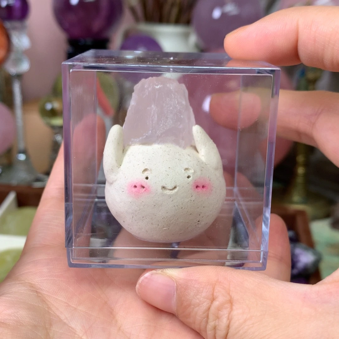 水晶珠宝半成品未镶嵌粉水晶豆丁
