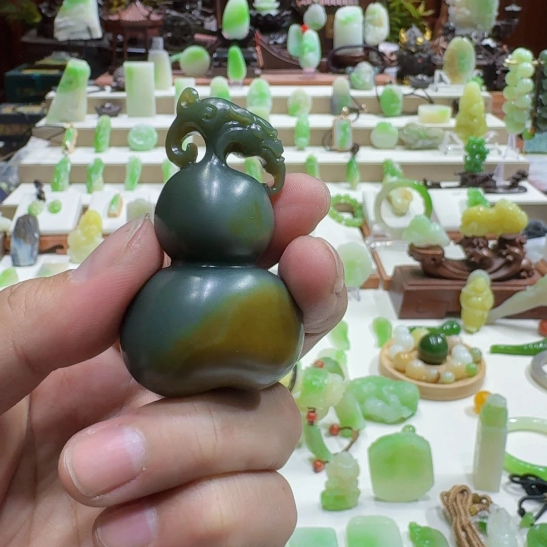和田玉未镶嵌挂件和田玉新疆沙枣青龙头葫芦