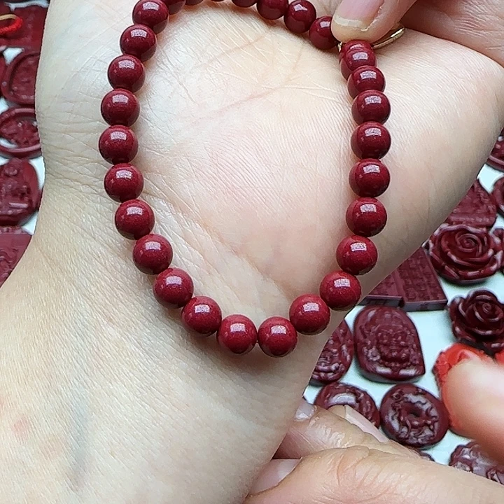 天然辰砂高含量紫金砂卡6手串