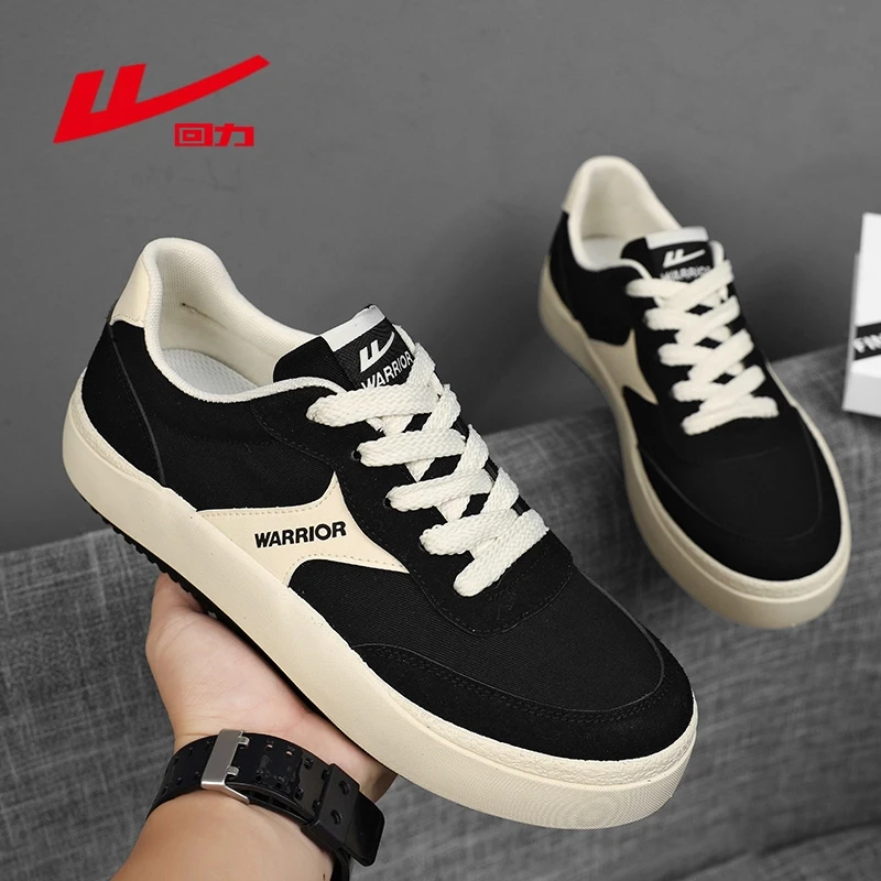 回力帆布男鞋2025秋季新款低帮透气百搭男士厚底小白运动休闲板鞋