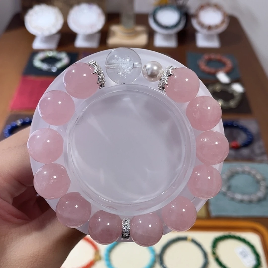 水晶未镶嵌手链老矿马粉海胆幽灵14m