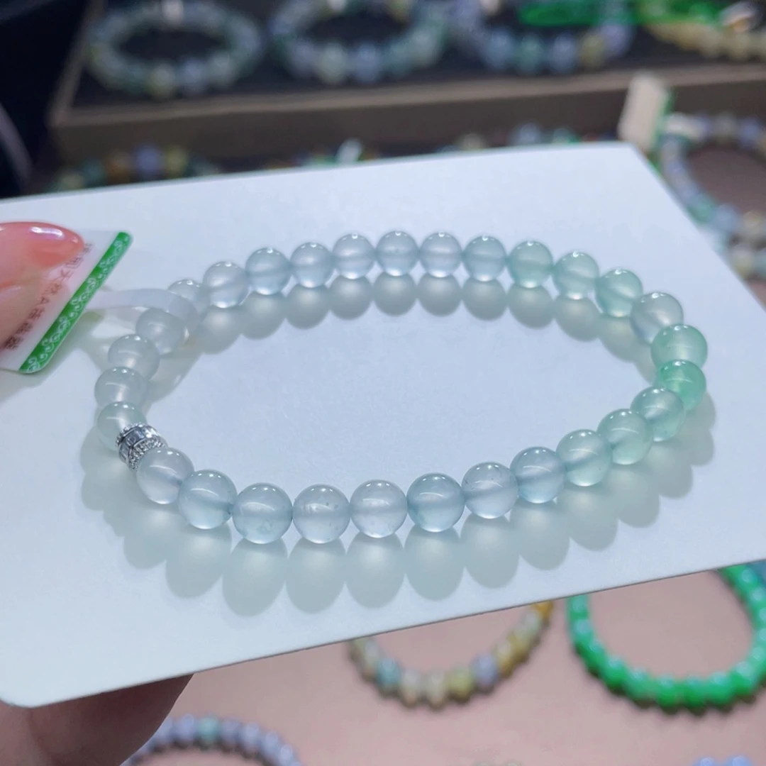 未镶嵌手链翡翠木纳白钢渐变卡5.5-6.6