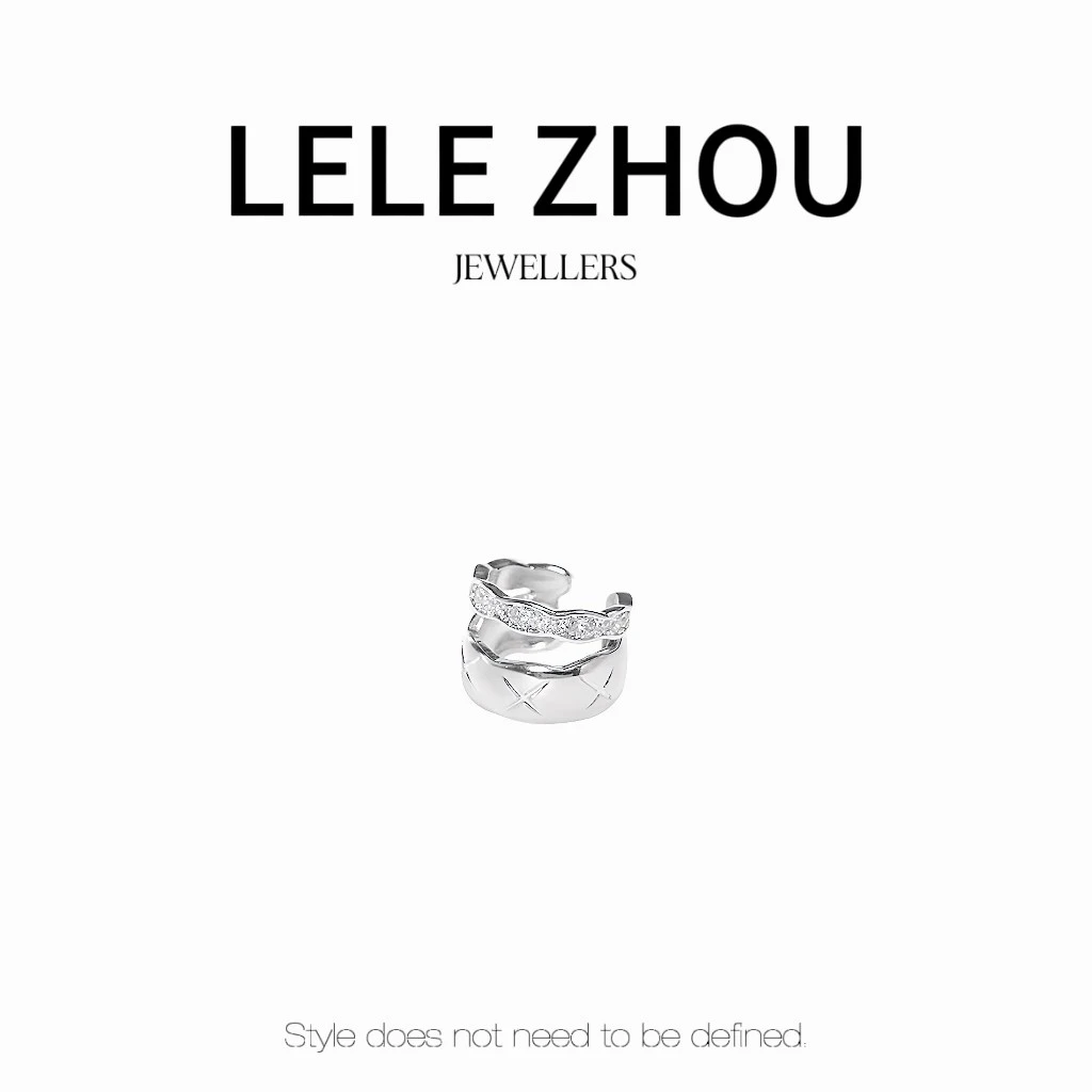铜合金耳饰 单只-金裕贞同款菱格耳骨夹女有无耳洞LEED240152