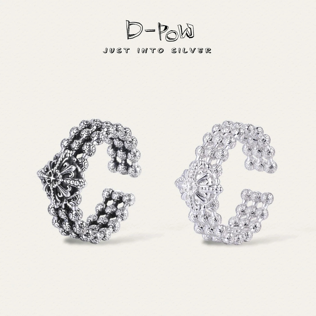 灯小炮 925银戒指 【杵花克罗】三层戒指（9299）轻奢时尚编织小众