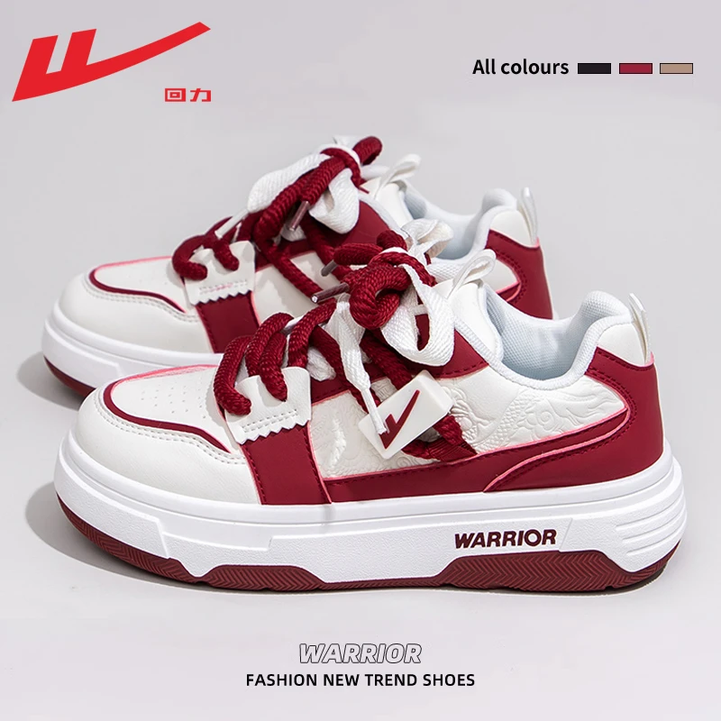 回力女鞋小白鞋女2025新款秋季百搭休闲板鞋女款本命年红色面包鞋