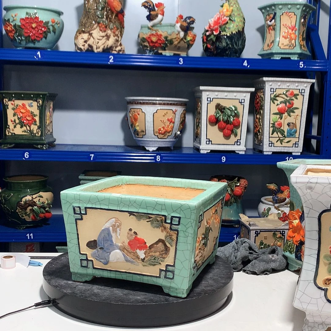 星***辰高温粗陶石湾花盆