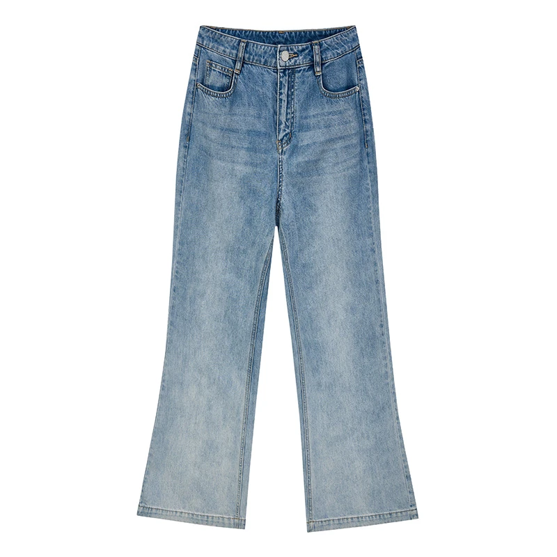 【达人专属】复古水洗做旧牛仔裤休闲小众渐变微喇裤子X03AKS2647