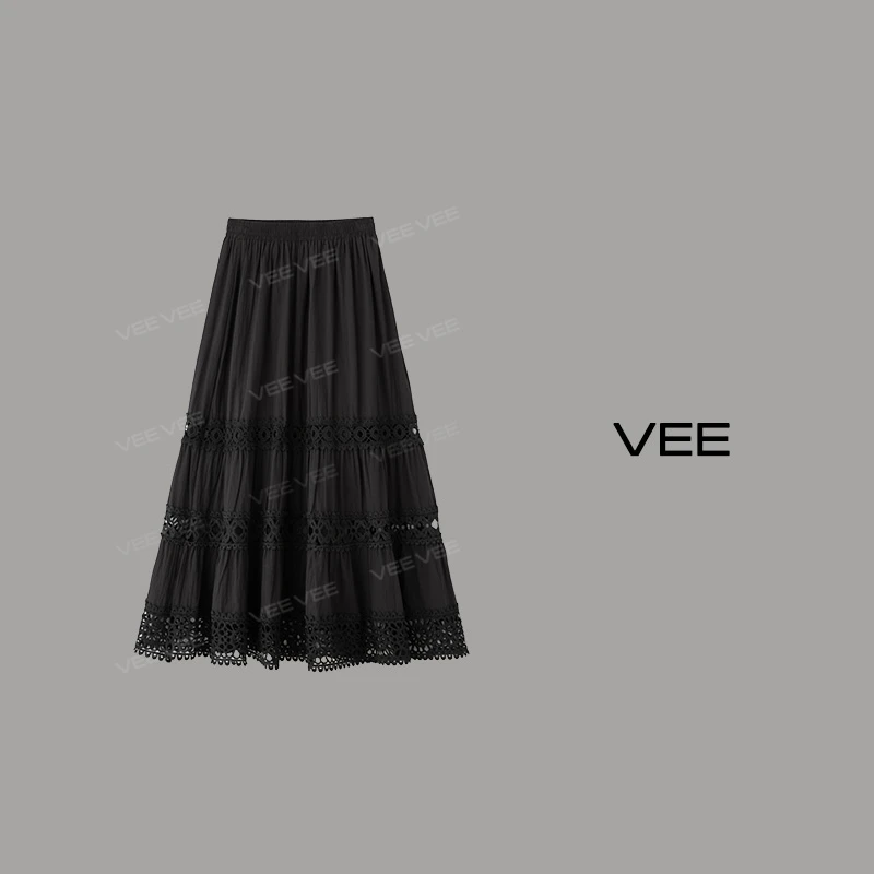 VEE【氛围感】【专属】新款法式田园度假浪漫氛围感蕾丝拼接半身裙