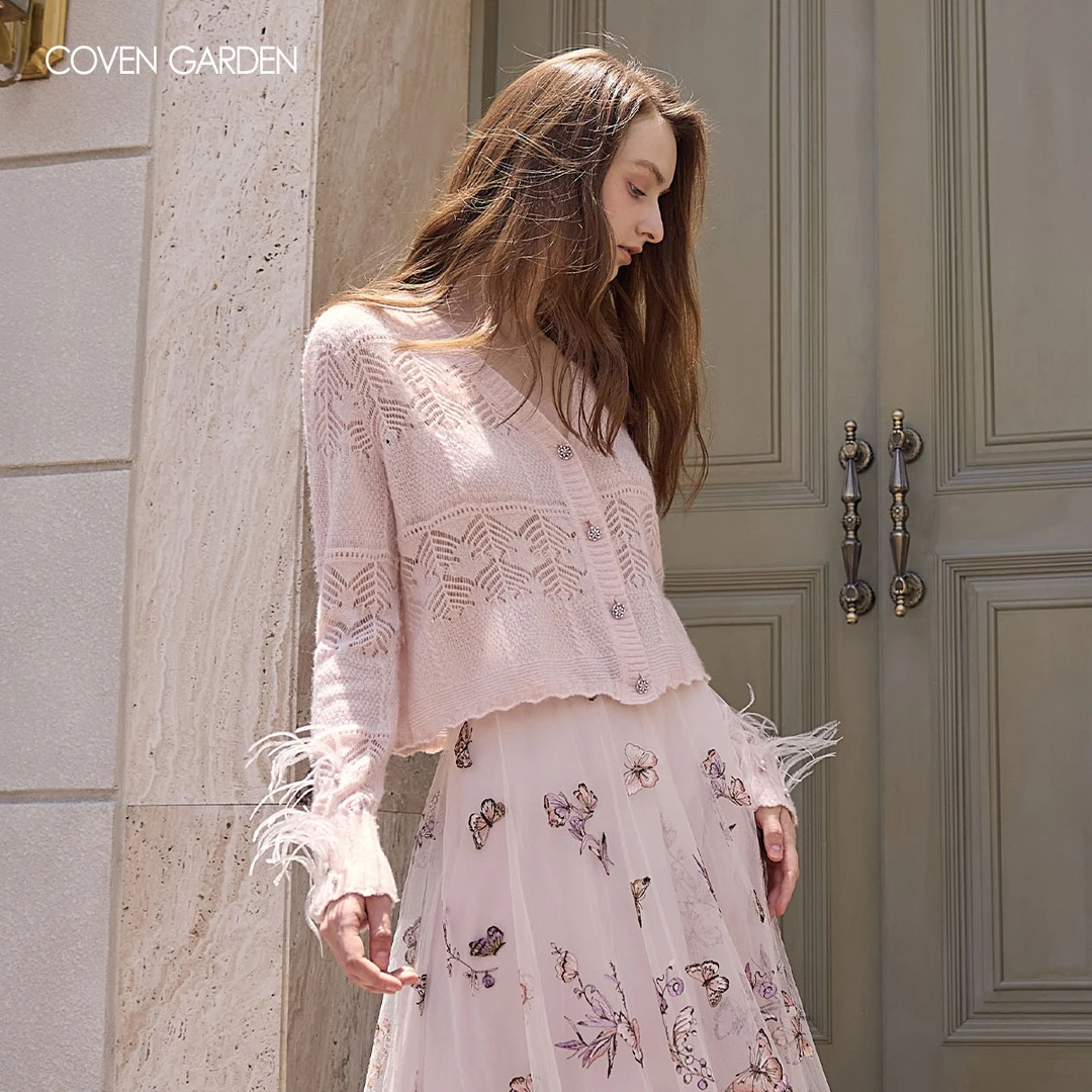 【哥文花园】 2025早秋新款绒感混纺羊毛衫针织开衫女 CSC3031148