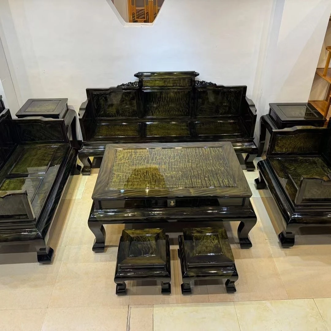 中式楠木大叶大清仓沙发金丝实木红木客厅卧室古典家具八件组合