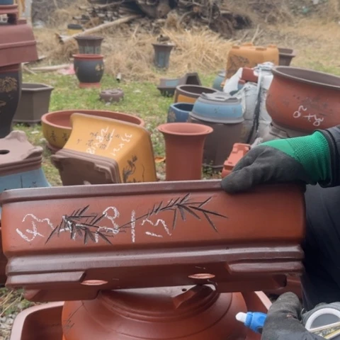 紫砂花盆紫砂花盆盆景盆栽瑕疵