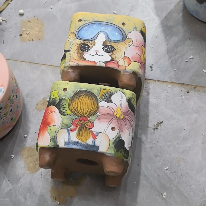 红泥花盆景德镇陶瓷