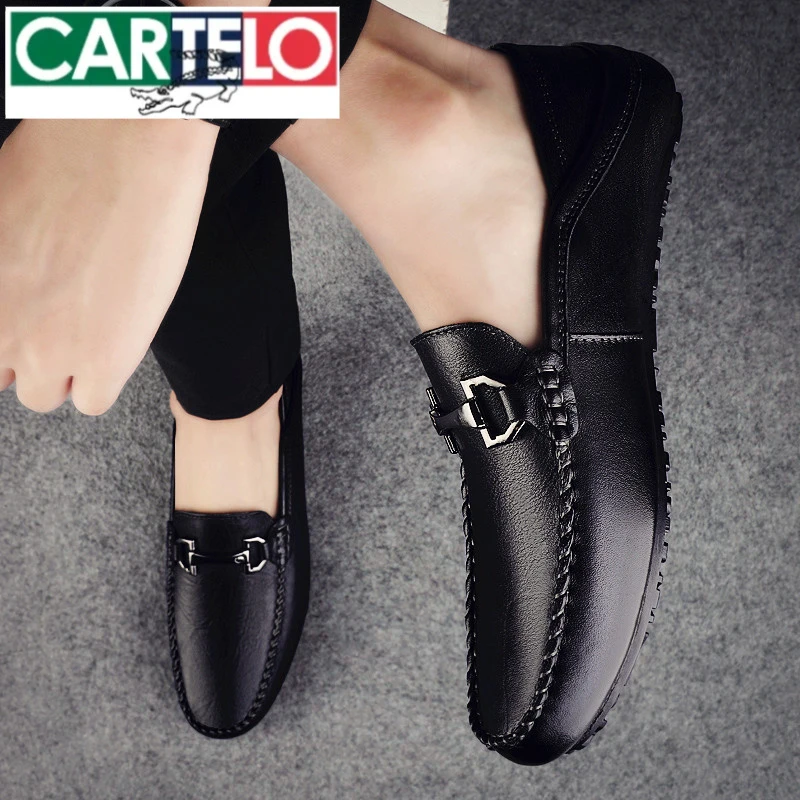 卡帝乐鳄鱼皮鞋男鞋2025秋季新款软底爆款一脚蹬休闲豆豆鞋子男士