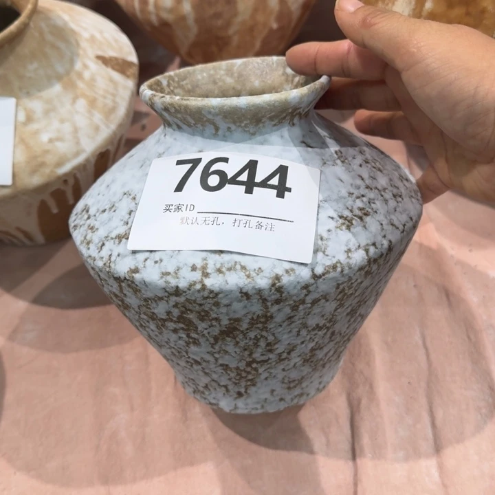 瓷片景德镇高温花器编码7644高17口6默认无孔