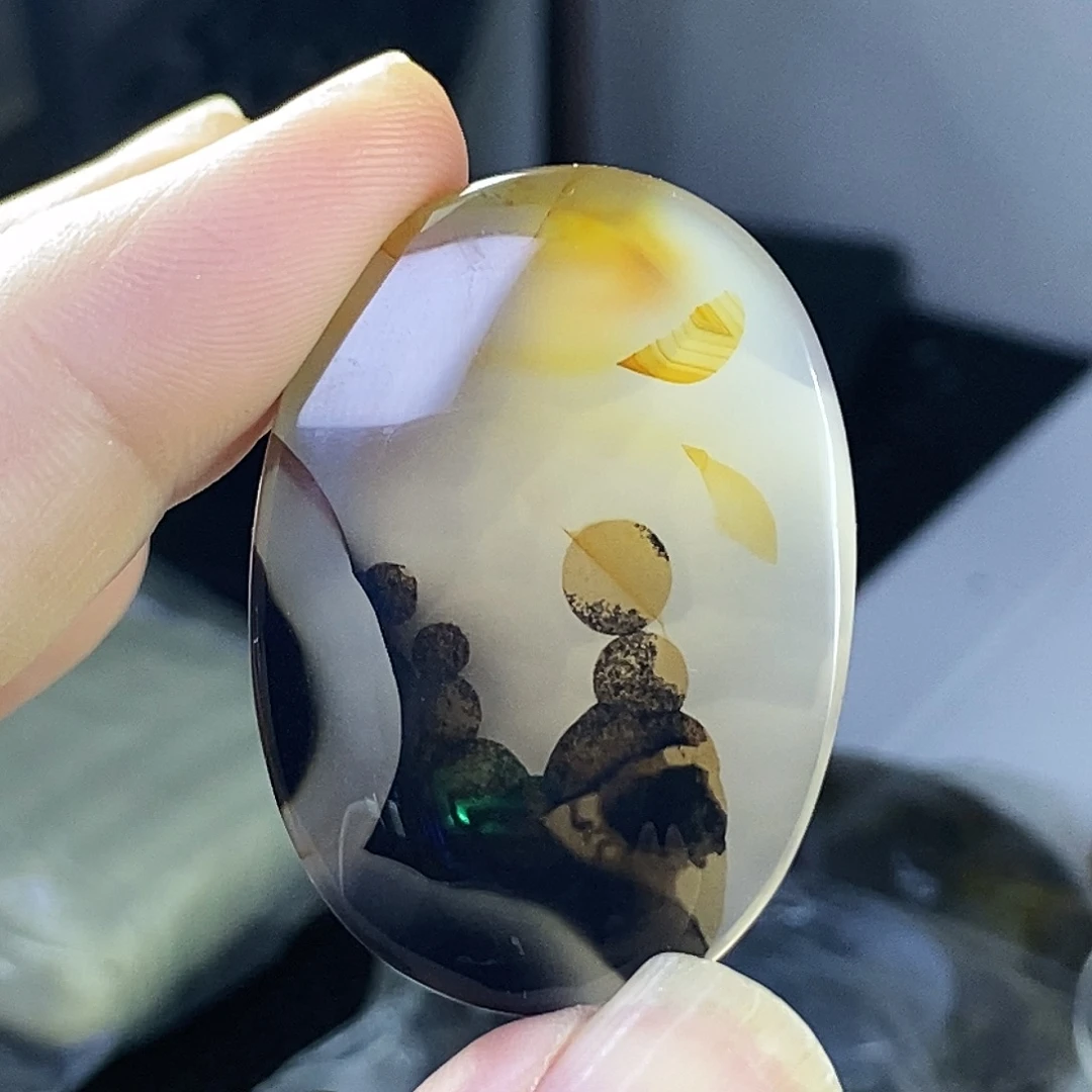 合成碳硅石非金属时尚图纹画面石饰品