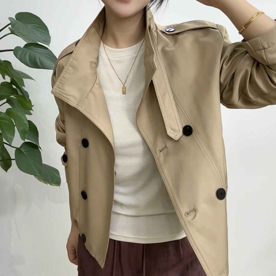 立领时尚风衣外套女2025年春秋宽松休闲简约设计感气质夹克上衣潮