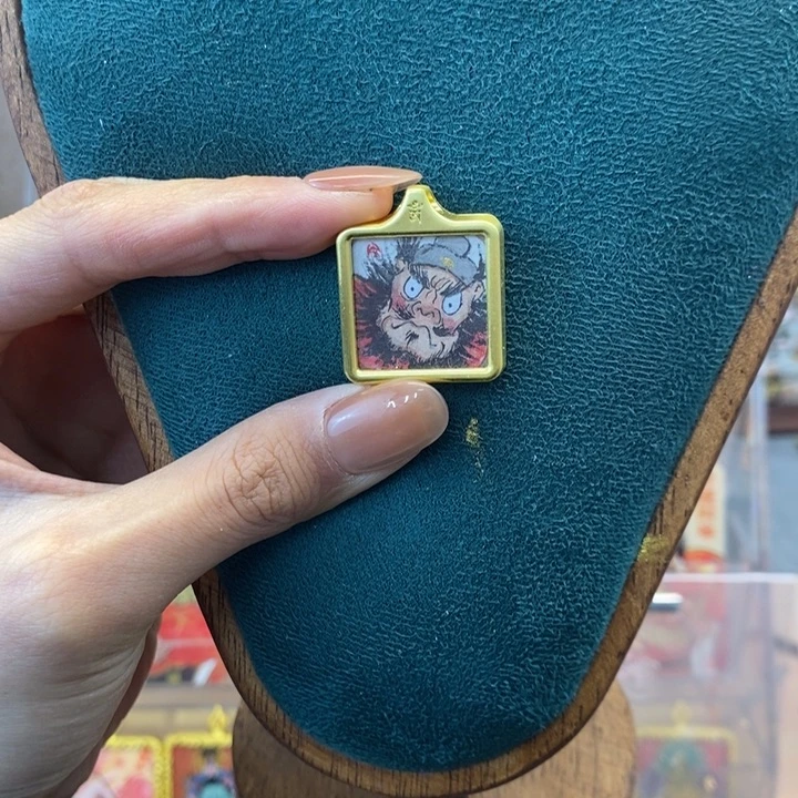 孤品朱砂奎爷头像锌合金小项链