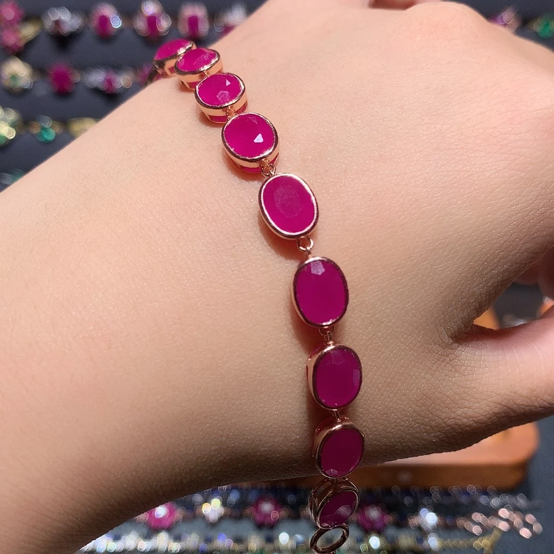 红宝石手链银S925镶嵌