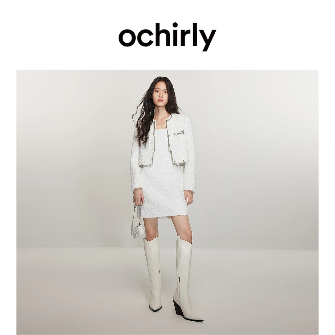 【达人】小香风吊带连衣裙欧时力小白裙新款短款收腰千金玛德琳