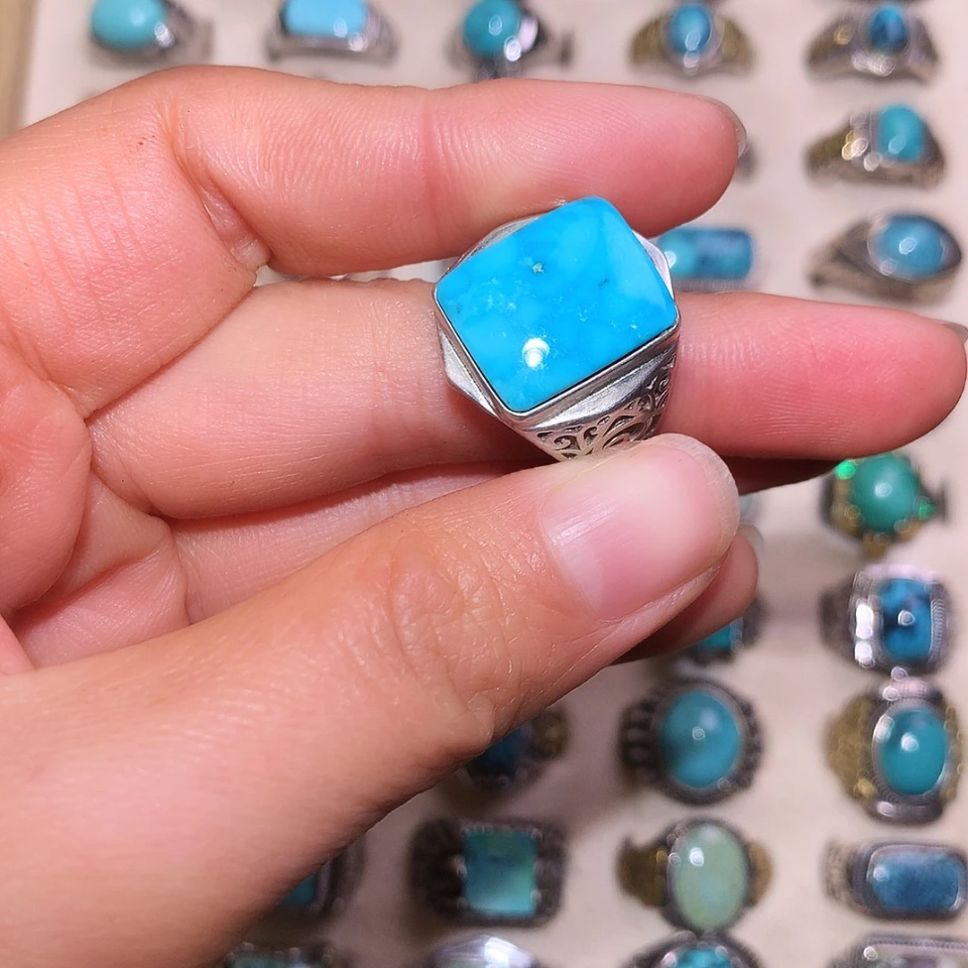 E***l绿松石银S925镶嵌戒指