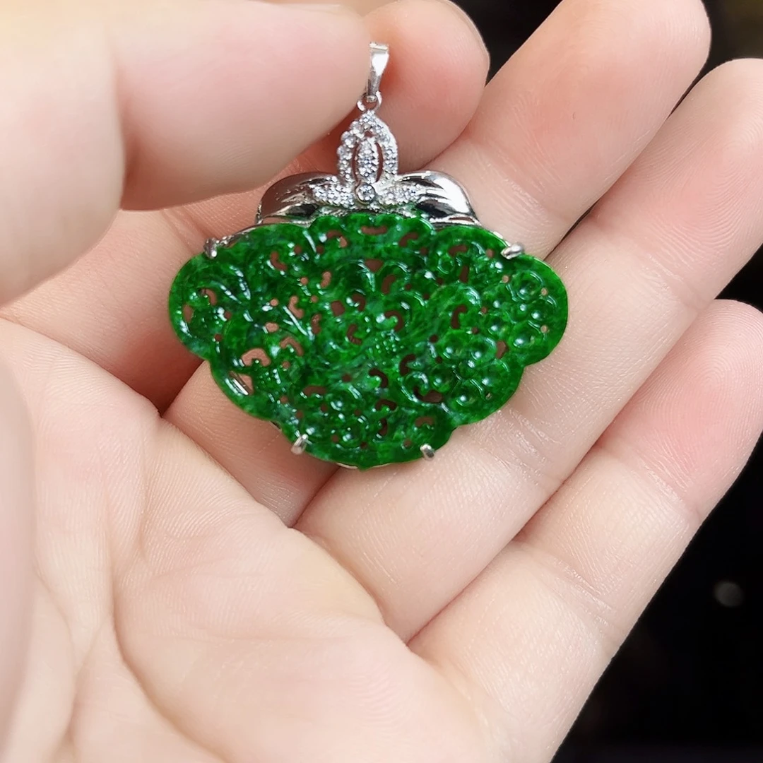 翡翠银S925镶嵌颈饰吊坠